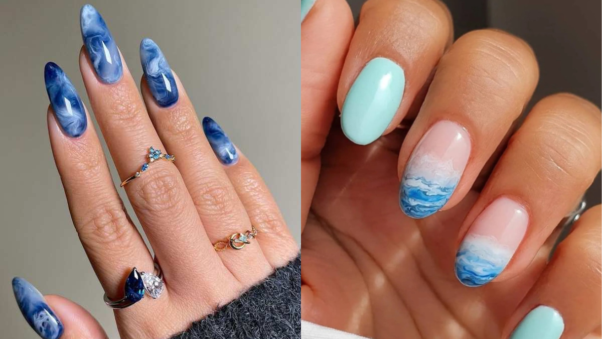 Diseños de uñas en tonos azules